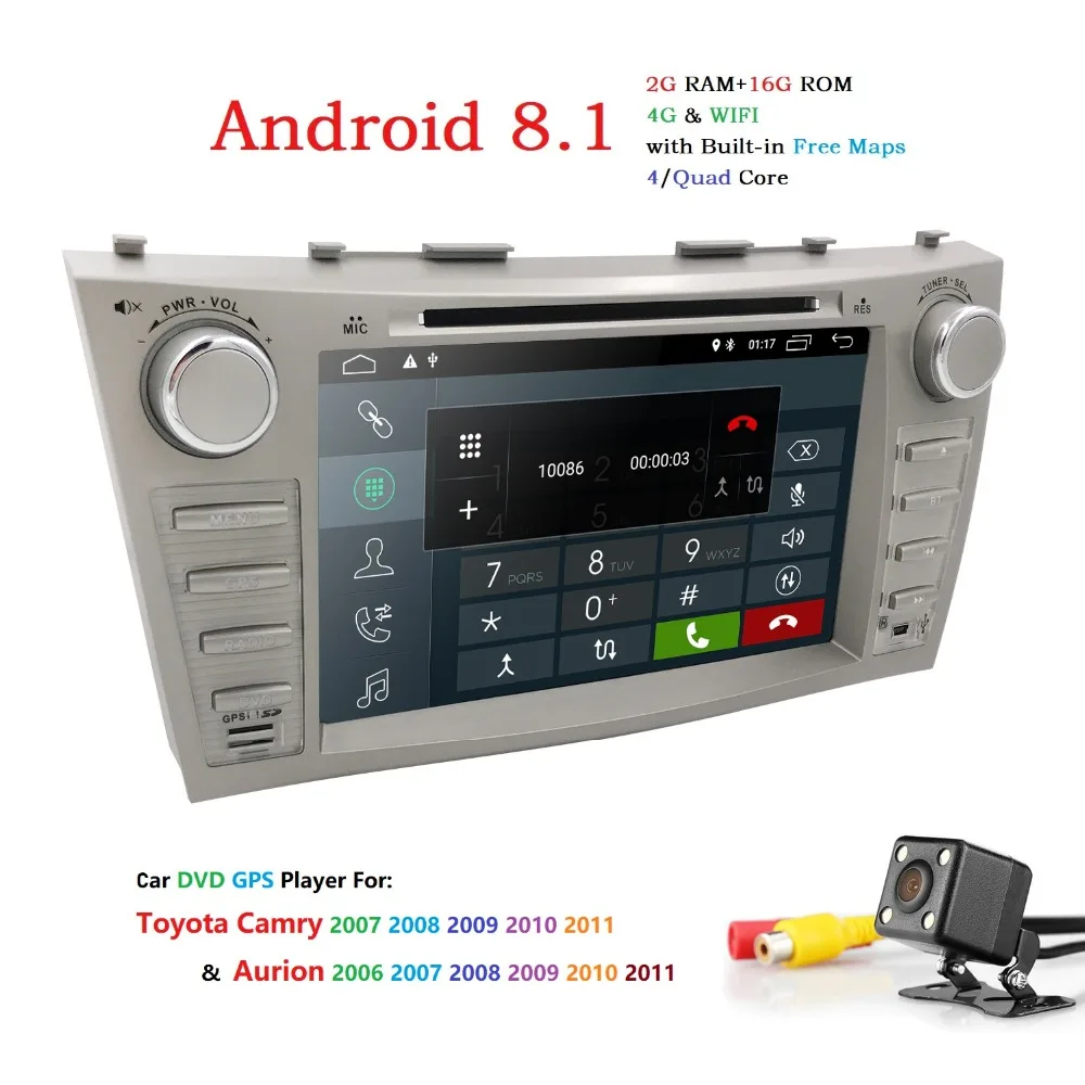 Cheap Autoradio 2 Din Android 8.1 Car DVD Player For Toyota Camry 2007 2008 2009 2010 2011Aurion 2006 Head unit Tape Recorder Wifi SWC 3