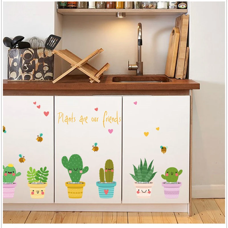 JX-LCLYL DIY Pot Culture Vinyl Wall Sticker Window Decals Pot Flower Cactus Decor