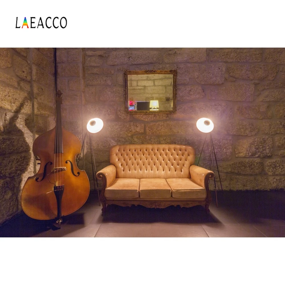 Laeacco кирпичная стена Виолончель диван лампа зеркало гостиная фотографии фоны
