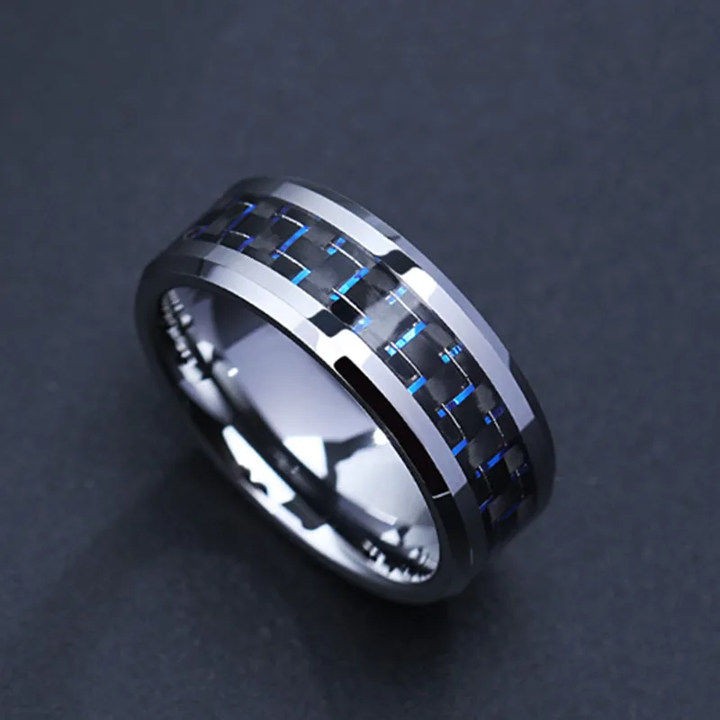 Titanium Steel Carbon Fiber Rings Mens Jewelry