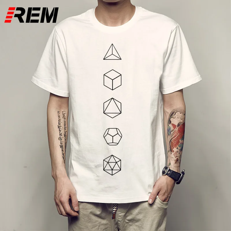 REM, летняя модная футболка с круглым вырезом, футболка с круглым вырезом, Платоническая однотонная, Сакральная Геометрическая эволюция, Мужская футболка, популярная уникальная мужская футболка - Цвет: 1