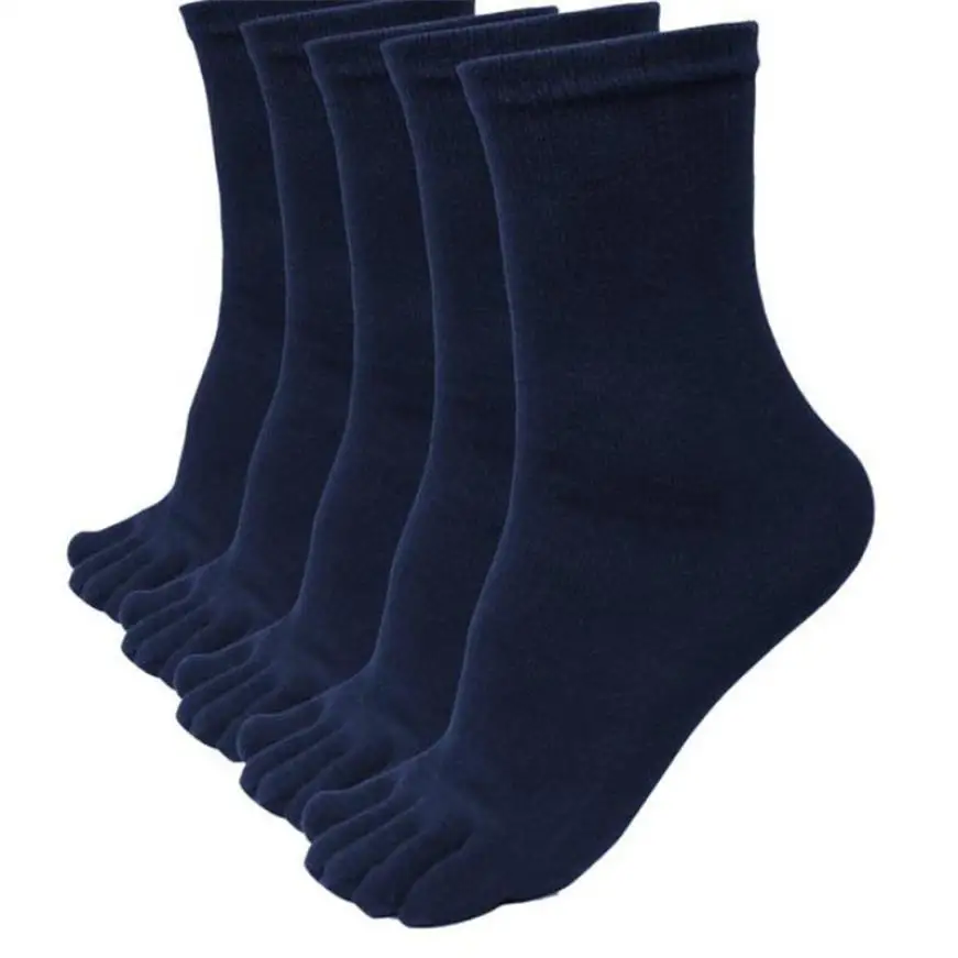 MUQGEW мягкие носки в коробке забавные 5 пар забавные однотонные носки с отдельными пятью пальцами ног эластичные хлопковые однотонные носки calcetines hombre - Цвет: Gray