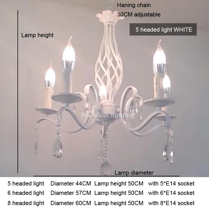 Для фойе гостиная спальня столовая стеклянная Хрустальная железная светодиодная Люстра Свет 5 6 8 огней E14 подвесные свечи светодиодный свет