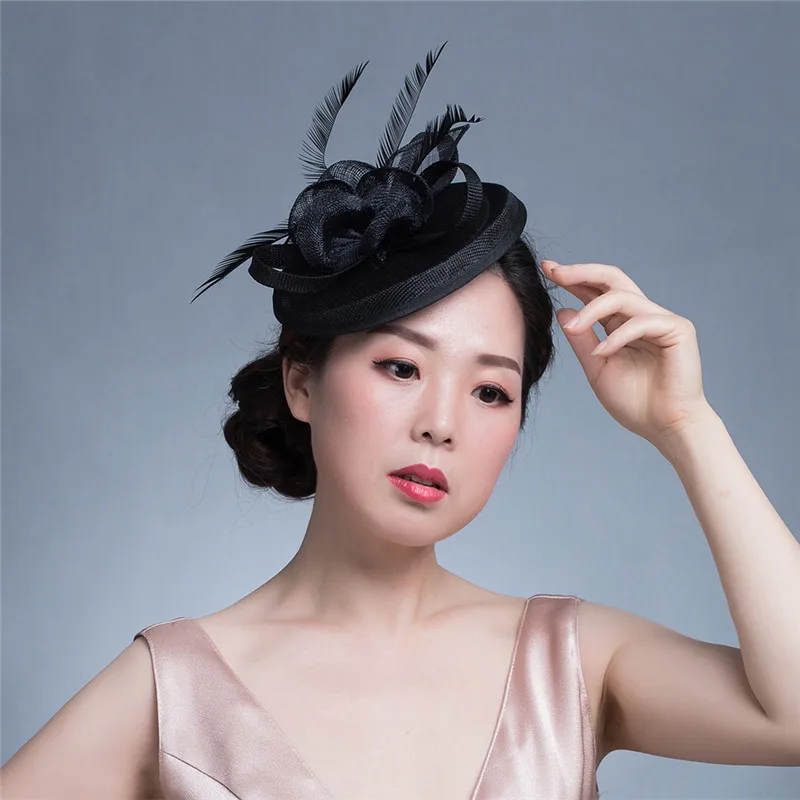 Mingli Tengda, Красные Элегантные Свадебные шляпы, вуалетки, головные уборы для свадьбы, Свадебные шляпы для невесты, свадебные аксессуары - Цвет: black