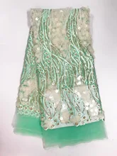 2017 Latest Net Lace Sequins Fabric For Wedding Sewing Accessories High Quality African French Lace Fabric
