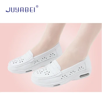 

Summer White Thick Bottom Non-slip Nurse Shoes Female Soft Bottom Air Cushion Breathable Deodorant Comfortable Wedge with Cute