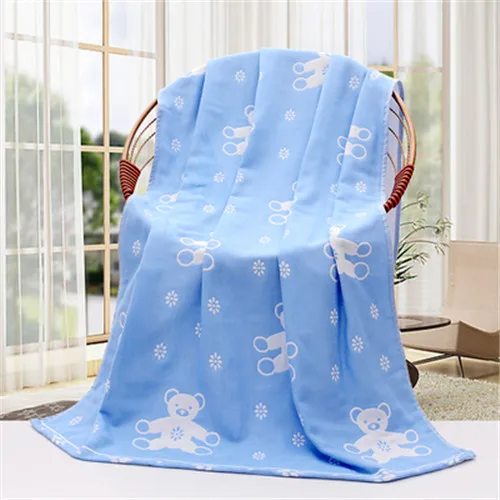 blue bear Супер мягкий 3 слоя марли детское банное Полотенца Одеяло новорожденные дети Nap одеяла для пеленания Одеяло s 70*140 см хлопок Bebek Battaniye 1 шт - Цвет: blue bear