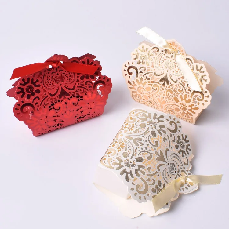 

FANLUS Laser Cut Favor Candy Box With Ribbons Bridal Shower Wedding Party Favors