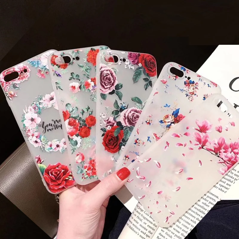 

Tfshining Flower Silicone Phone Case For Samsung Galaxy S10 S10e S9 Plus 3D Relief Case For Galaxy A50 A70 A30 A20 M10 M20 Coque