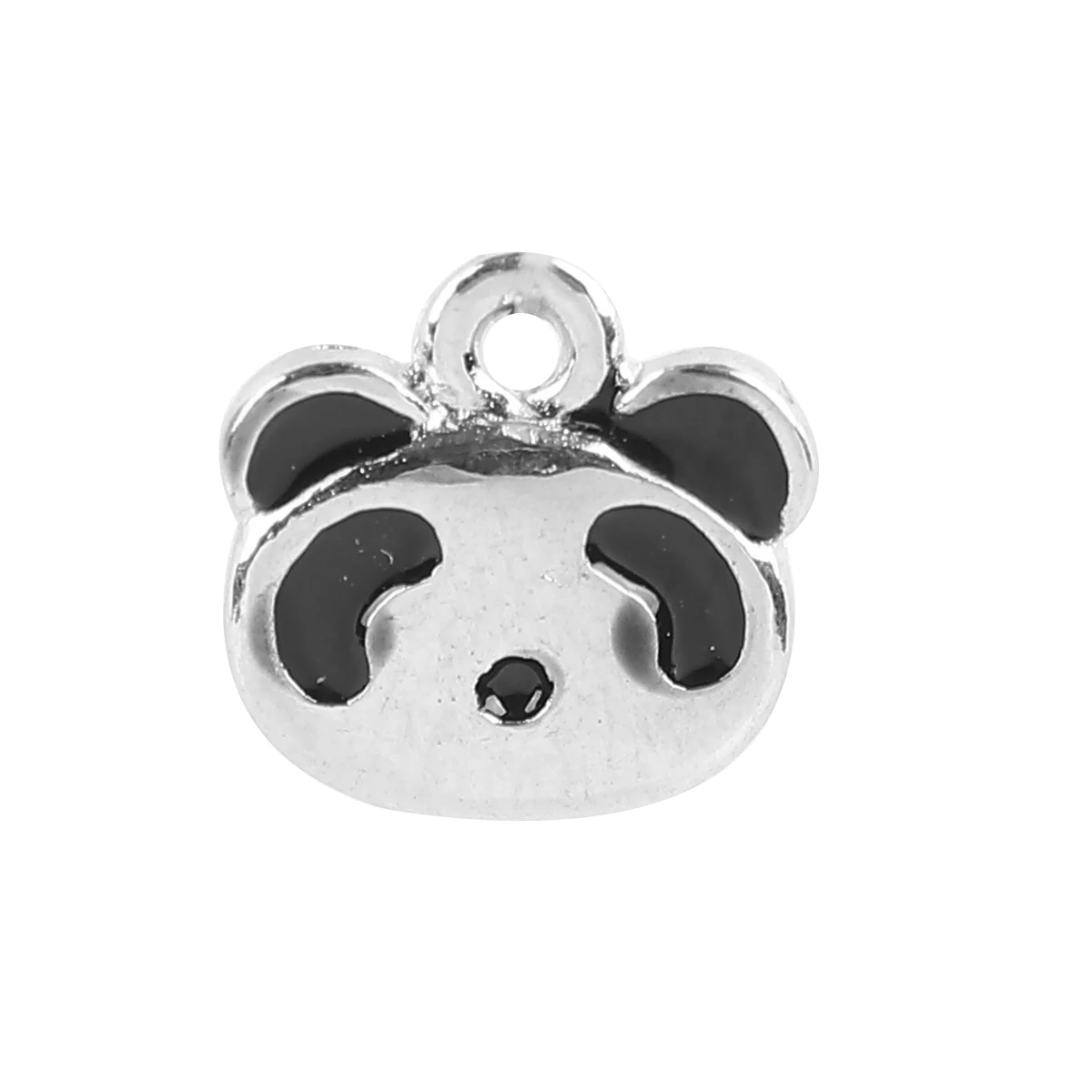 Zinc Based Alloy Charms Panda Animal silver color Black Enamel 10mm( 3/8&quot) x 10 PCs | Украшения и аксессуары