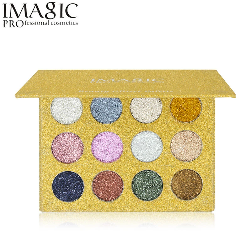 Imagic 12 цветов высокопигментированные алмазные блестящие тени для век Палитра мерцающие тени для век макияж Палитра