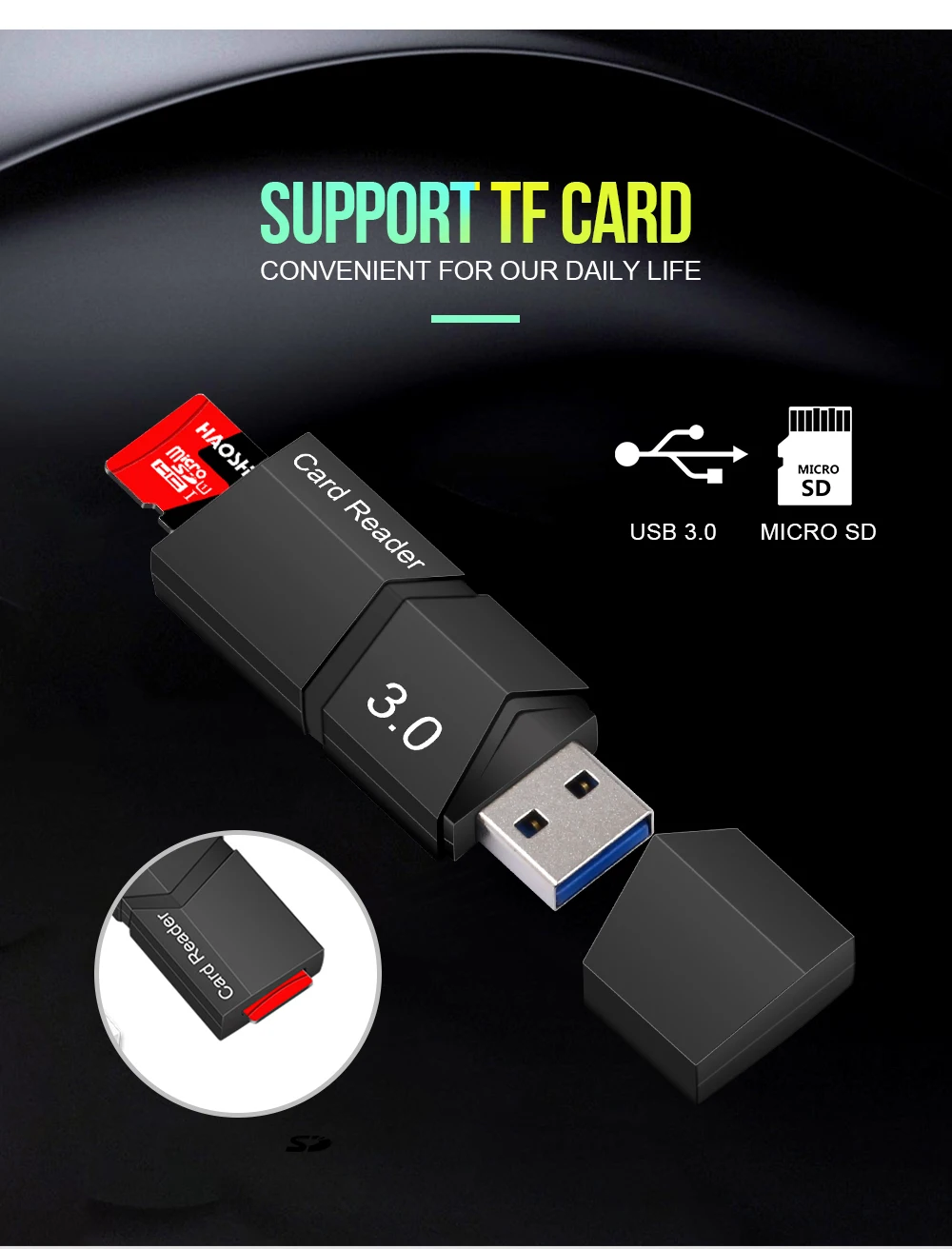 Microdrive кард-ридер usb 3,0 Micro sd/tf кард-ридер высокоскоростной Смарт usb 3,0 кард-ридер Micro sd карта памяти