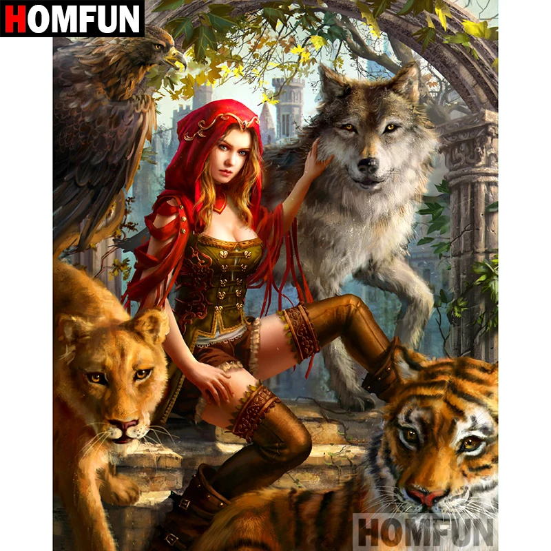 Алмазная 5D картина HOMFUN A08021 сделай сам полноразмерная/круглая вышивка Девочка