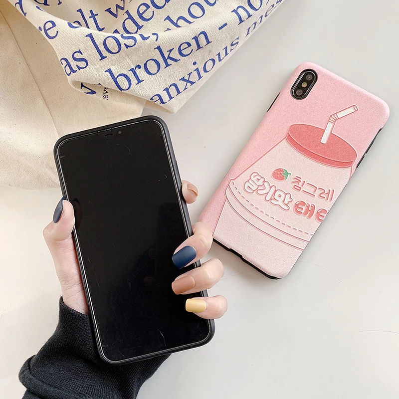Чехлы для телефонов с шелковой текстурой для huawei P20 P30 Lite Mate20 Pro, чехол с клубничным молоком для Honor 10 8X V20 20Pro Nova 3 4 5 5i, чехлы
