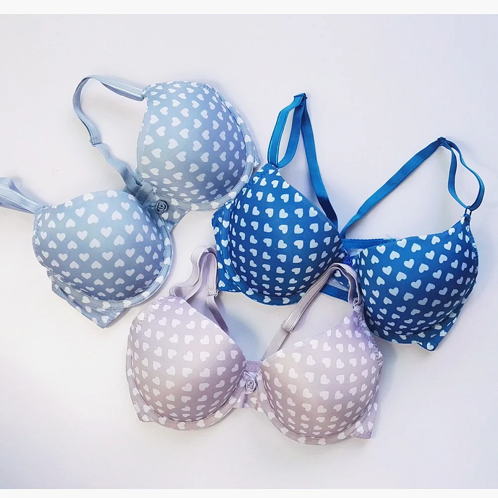 

Women's Underwired Comfort Demi Padded T-shirt Bra Sexy Seamless Bra Lovely Heart Print Soft H278