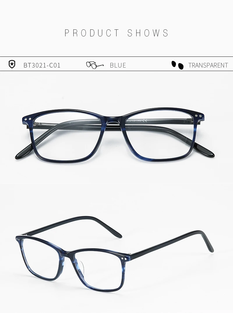 Acetate Prescription Glasses Frame Women Anti Blue Light CR39 Lenses Eyeglasses Female Square Spectacle Eyewear (9)