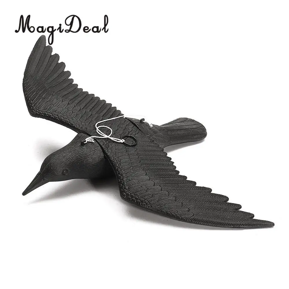MagiDeal Heavy Duty Realistic Flying Hunting Crow Decoy Pest Control Garden Scarer Scarecrow for Home Window Field Shooting Acce