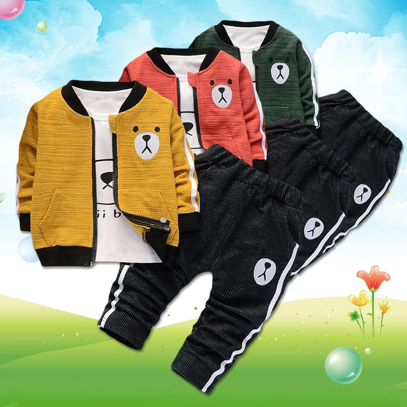 BOTEZAI Spring New Children's Clothing Cartoon Jacket T-shirt + Pants 3 Sets Of Boys Suit Boy |