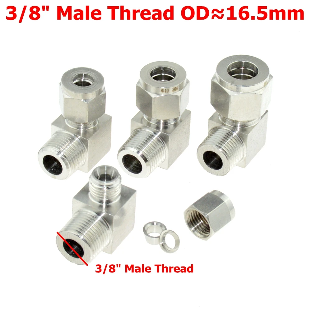 Колено 304 из нержавеющей стали наружная резьба PT NPT 1/4 дюйма 1/2 8 мм 10 12 ДВОЙНОЙ