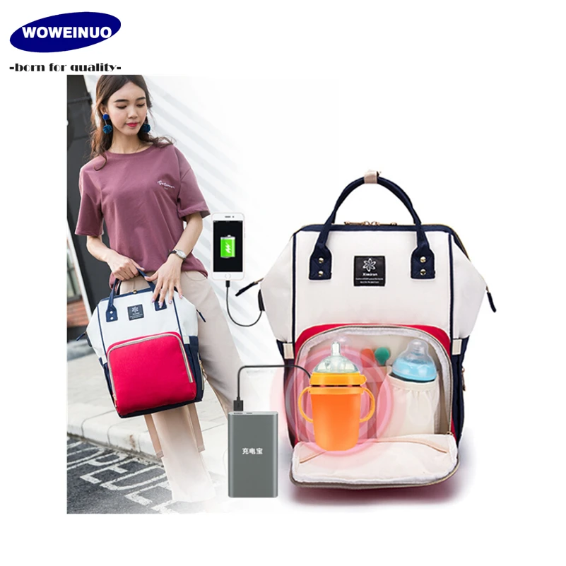 

Multifunctional Mom Baby Diaper Bag Backpack phone usb charger out pack Large Capacity Mummy Bags for women