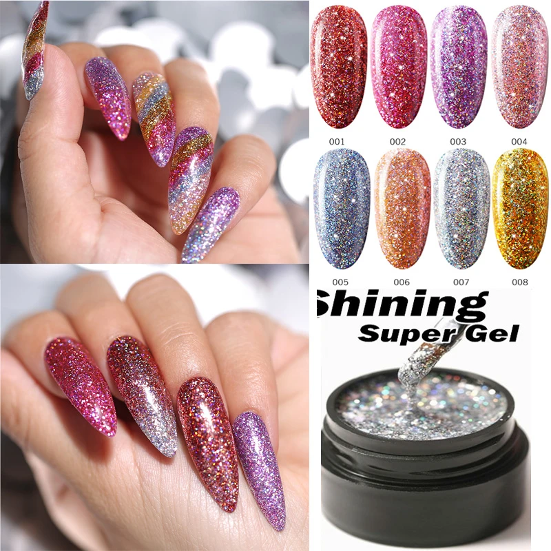 Chromatisch contrast zomer AZURE BEAUTY Glitter UV Gel Polish 16 Colors Shiny Platinum Sequins UV Nail  Gel Lacquer Nail Art Glitter Hybrid Gel Nail Enamel|Nail Gel| - AliExpress