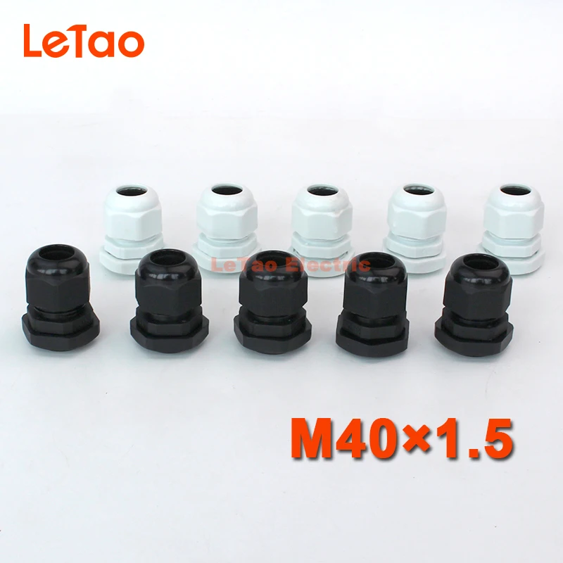 

10pcs/lot M40x1.5 Nylon Waterproof cable gland plastic connector IP68 threaded entry electrical joint Black White for 22-32mm