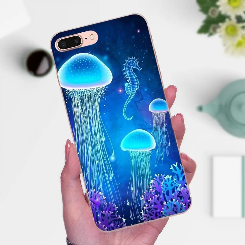 Синий Медузы в море Красочные Для Galaxy J1 J2 J3 J330 J4 J5 J6 J7 J730 J8 2015 2016 2017 2018 мини Pro TPU