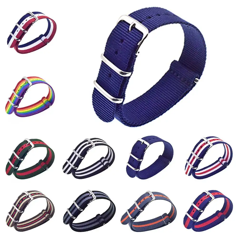 

2018 man Ms Hot Sale18mm 20mm 22mm Multi Color Army Sports bracelet nato fabric Nylon watchband Watch Strap Accessories Bands Bu