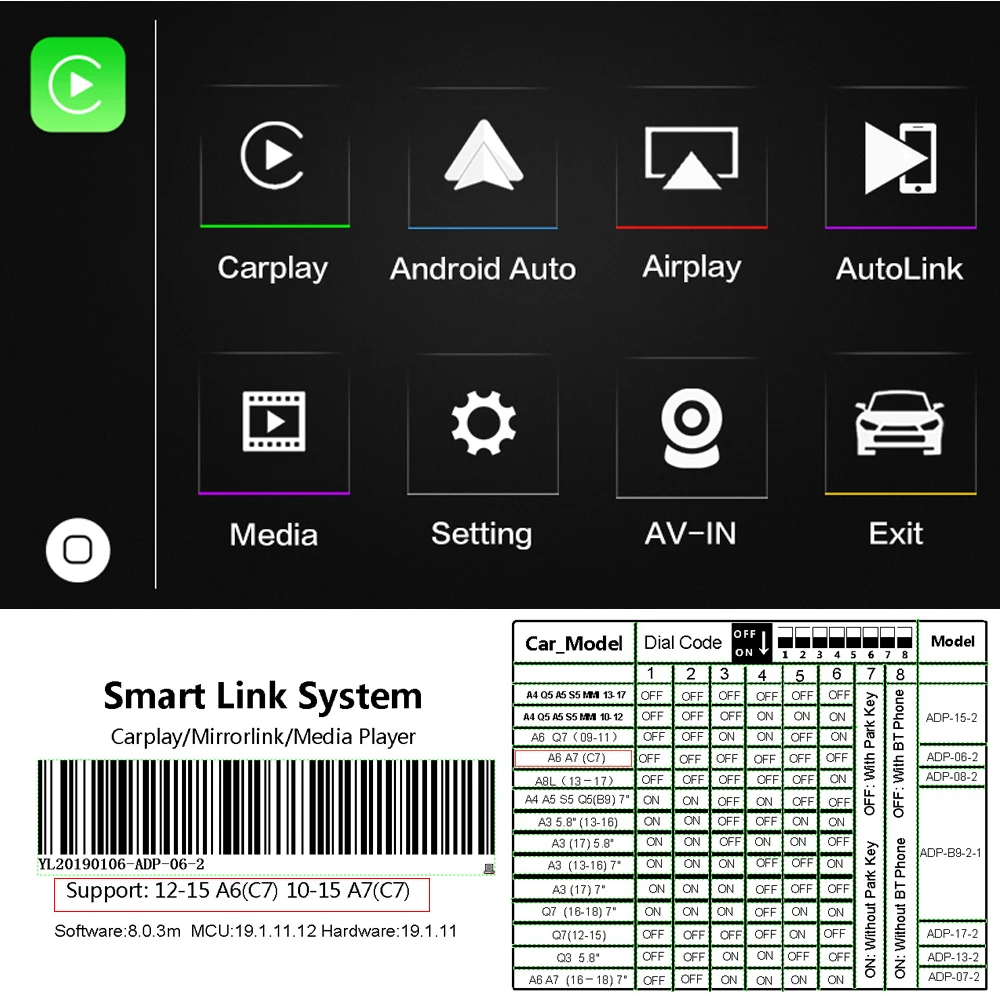 Cheap Sinairyu Aftermarket Wireless Apple CarPlay A6 A7 MMI Solution Retrofit with Reverse Camera for Audi 0