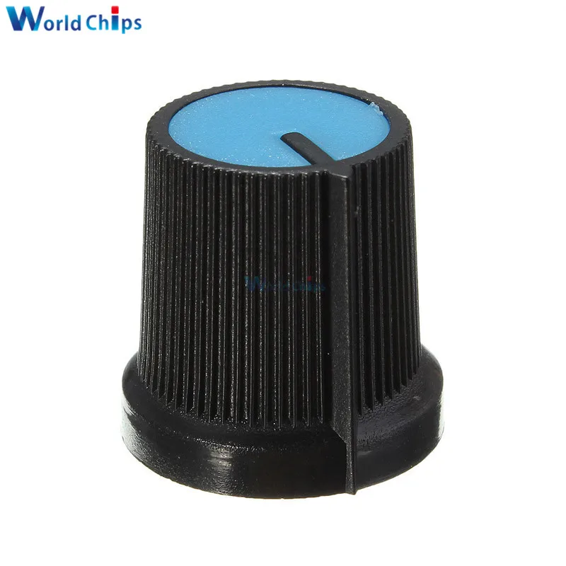 10 шт. черная ручка синяя сторона пластик для вращающийся конический потенциометр отверстие 6 мм