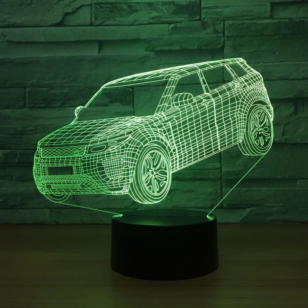 Модель автомобиля 3D светодиодный настольный светильник домашний декор 7 цветов Изменение ночного света детская прикроватная лампа для сна