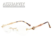 Оправы для очков без оправы, женские титановые очки, элегантные оптические очки по рецепту, алмазные Стразы, брендовые дизайнерские очки