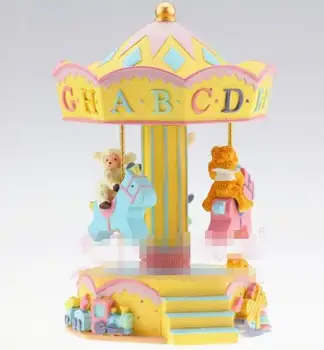 

SHUN Cute baby bear, merry go round, music box, alphabet creative resin, craft gifts, ornaments