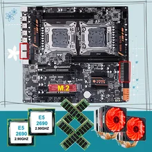 Huananzhi X79-4D Dual Socket Moederbord Bundel M.2 Nvme Ssd Slot 2 Cpu Intel Xeon E5 2690 Met Koelers Ram 64G(4*16G) reg Ecc