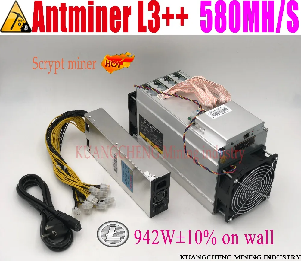 KUANGCHENG ANTMINER L3++ 580M (with psu) scrypt miner LTC Mining Machine 580M 942W on wall Better Than ANTMINER L3+.