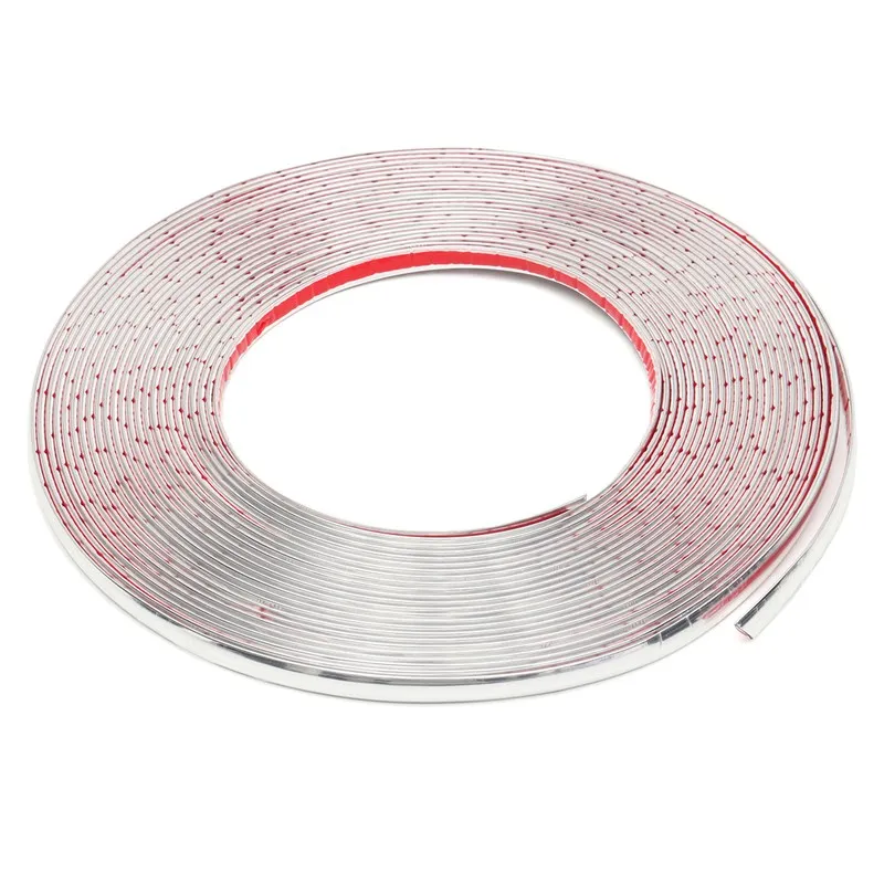 

MTGATHER 10mmx15m Silver Car Chrome Styling Decoration Moulding Trim Strip Self Adhesive Soft PVC With Chromate Treatment