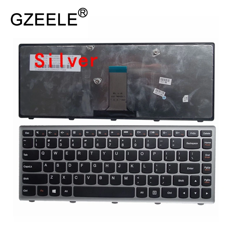 GZEELE новая клавиатура для ноутбука США для lenovo G400S G405S S410p G400AS G410s Z410 g405s FLEX14A FLEX14g Flex 14D черная Серебристая Рамка