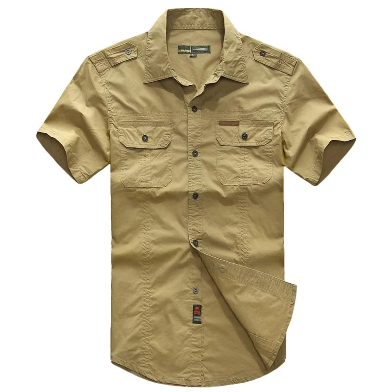 

Summer New Military Vintage Men Designers Shirts Cotton Casual Shirt Short Sleeve High Quality Male Shirts Plus Size 5XL