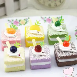 Милый 3,5 см квадратный кремовый торт Детские кухонные игрушки сходство пекарня глазурь милый торт Фотография еда реквизит случайный цвет