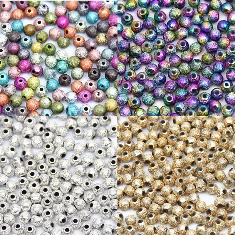 

Mixed/Silver/Gold/Rainbow Scrub Acrylic Ball 4/6/8/10/12/20mm Spacer Beads Charms Findings For Jewelry Making Craft DIY