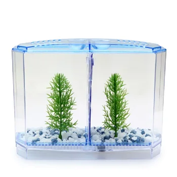 

arcylic nano mini Betta fighting fish tank Tropical aquarium Breeding Twin Bowl Fry isolation Hatchery reptile cage turtle house