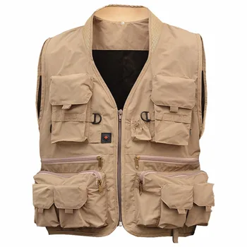 

Mounchain Men's Multifunction Pockets Travels Sports Fishing Vest Outdoor Vest L Khaki