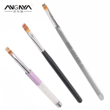 ANGNYA 3PC/Set New Design Nylon Hair Ombre Brush UV Nail Gel Brush With Transparent Black Purple Rhinestone Handle Freeshipping