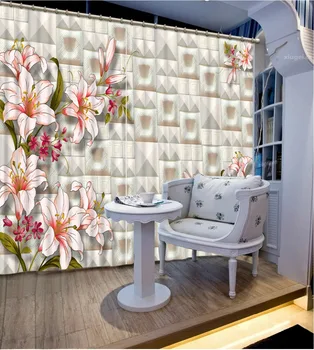 

Customize 3D Curtain Printing Blockout Photo Living Room Bedroom Flower Short Curtain Home Window