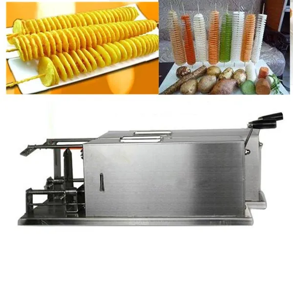 

Automatic stretching Manual 400mm Stainless Steel Cranked Potato Spiral Cutter Machine Twisted Chips Tornado Fries Kitchen Tools