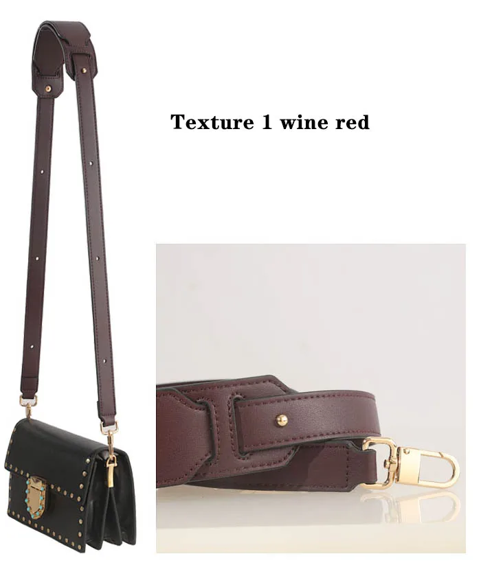 BAMADER High Quality Genuine Leather Bag Strap Ladies Wide Shoulder Strap 81CM-118CM Adjustable Fashion Women's Bag Accessories - Цвет: Texture 1 wine red