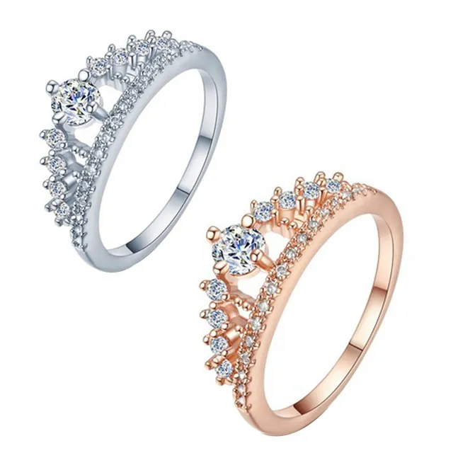 Cubic Zirconia Crown Rings For Women Fashion Crystal Ring Female Party Wedding E Cubic Zirconia Crown Rings For Women Fashion Crystal Ring Female Party Wedding E