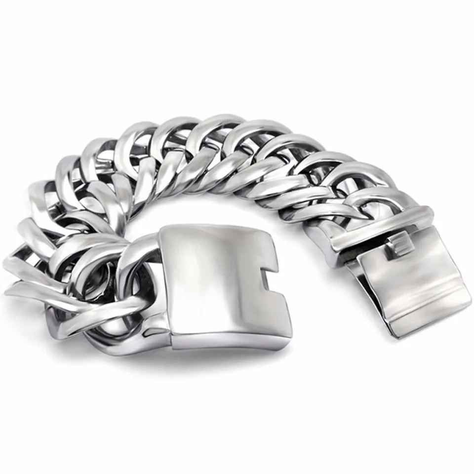 男性用ステンレススチールリンクブレスレット,幅広の20mm/30mm