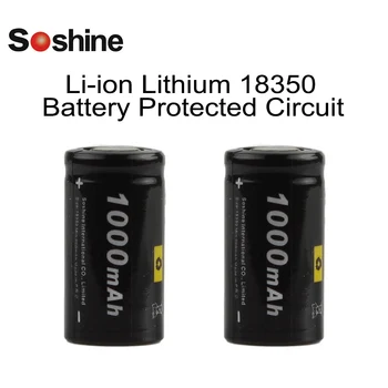 

2pcs/lot Soshine 1000mAh 18350 Battery 3.7V Li-ion 18350 Rechargeable Battery for LED Flashlights Headlamps