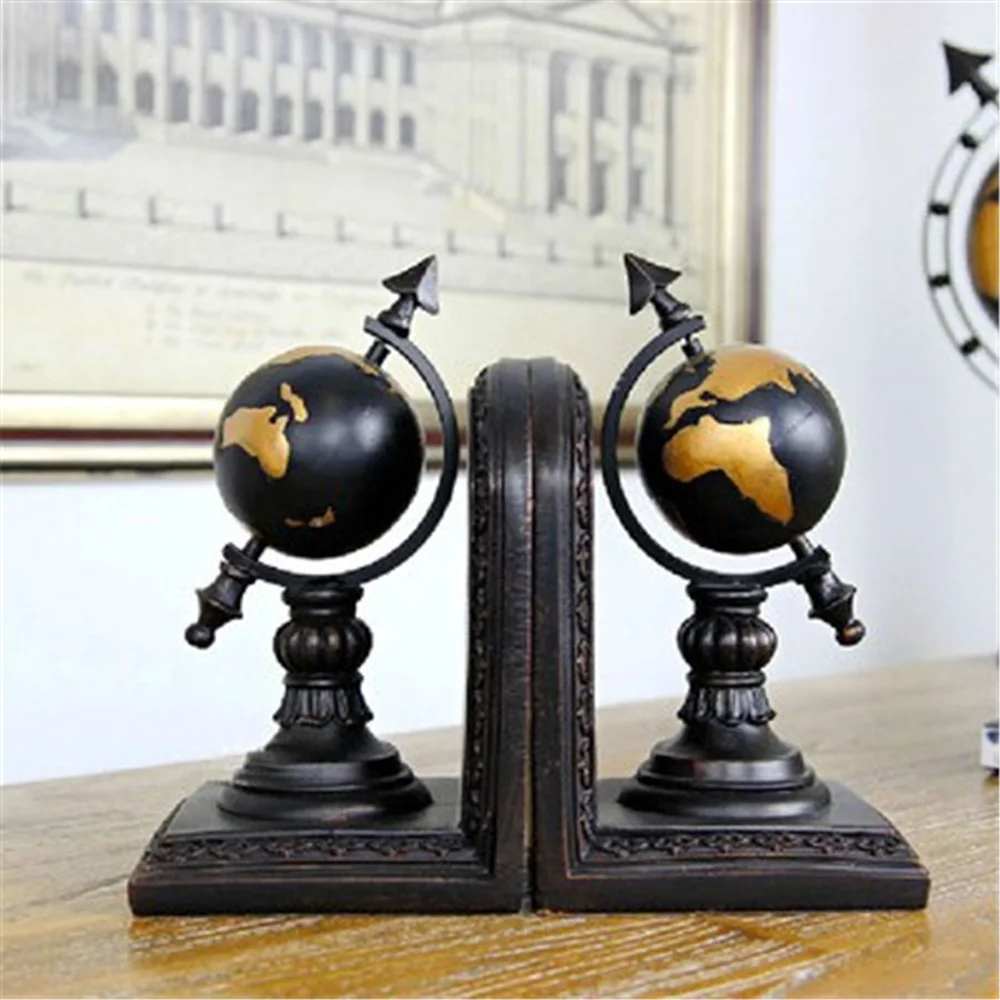 

a Pair Creative Synthetic Resin Bookend Shelf Globe Bookend Holder Office Supplies Home Decoration Book Stand
